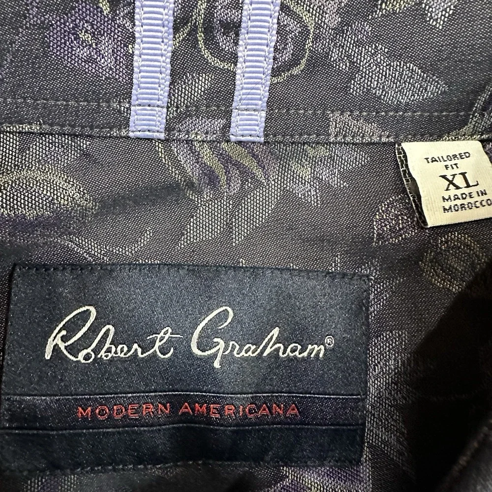 Robert Graham Kamil Indigo Floral Button Shirt Men's XL Tailored Fit NWT Luxury - Picture 4 of 9